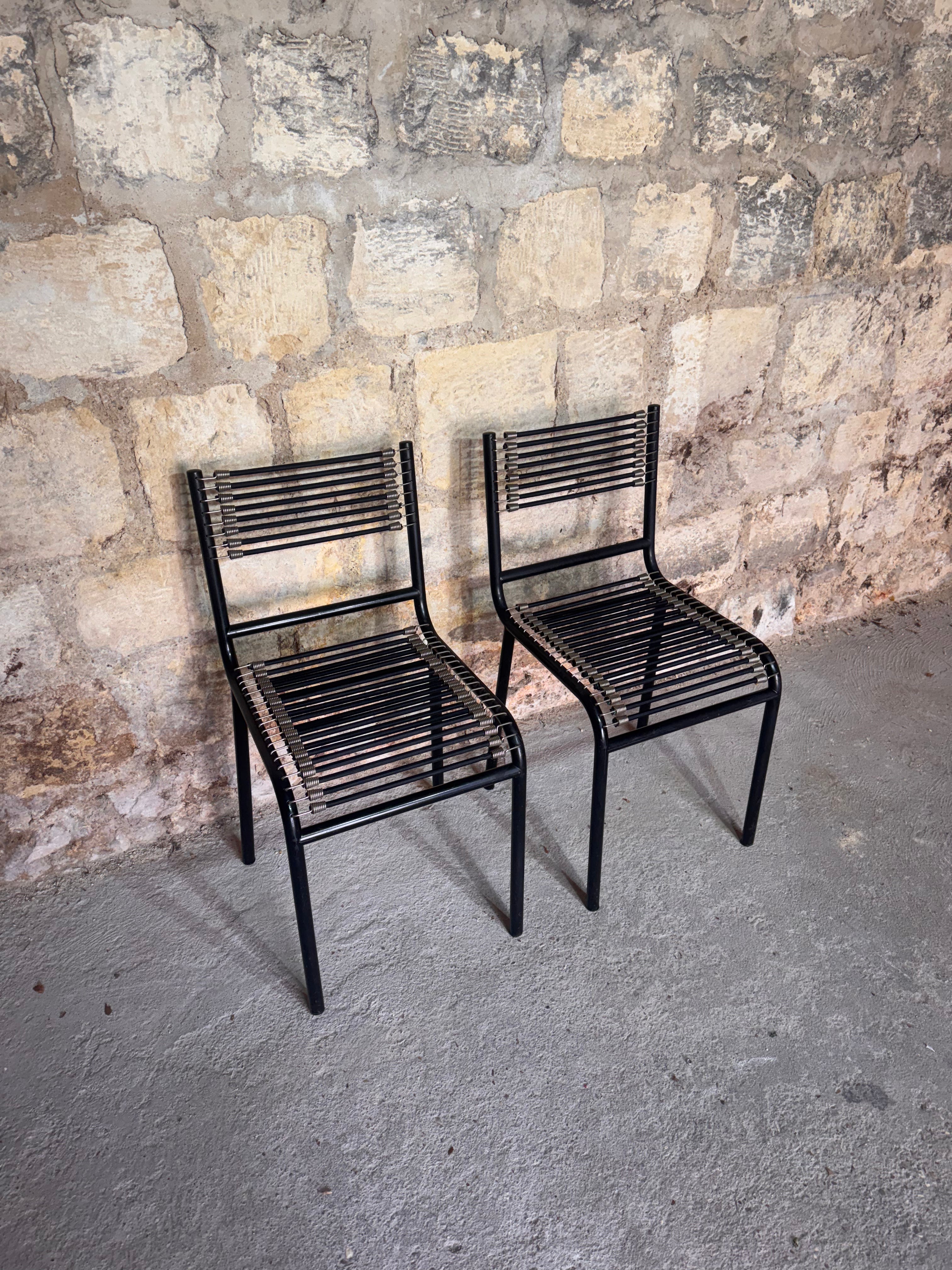 Paire de chaises Sandow noires par René Herbst