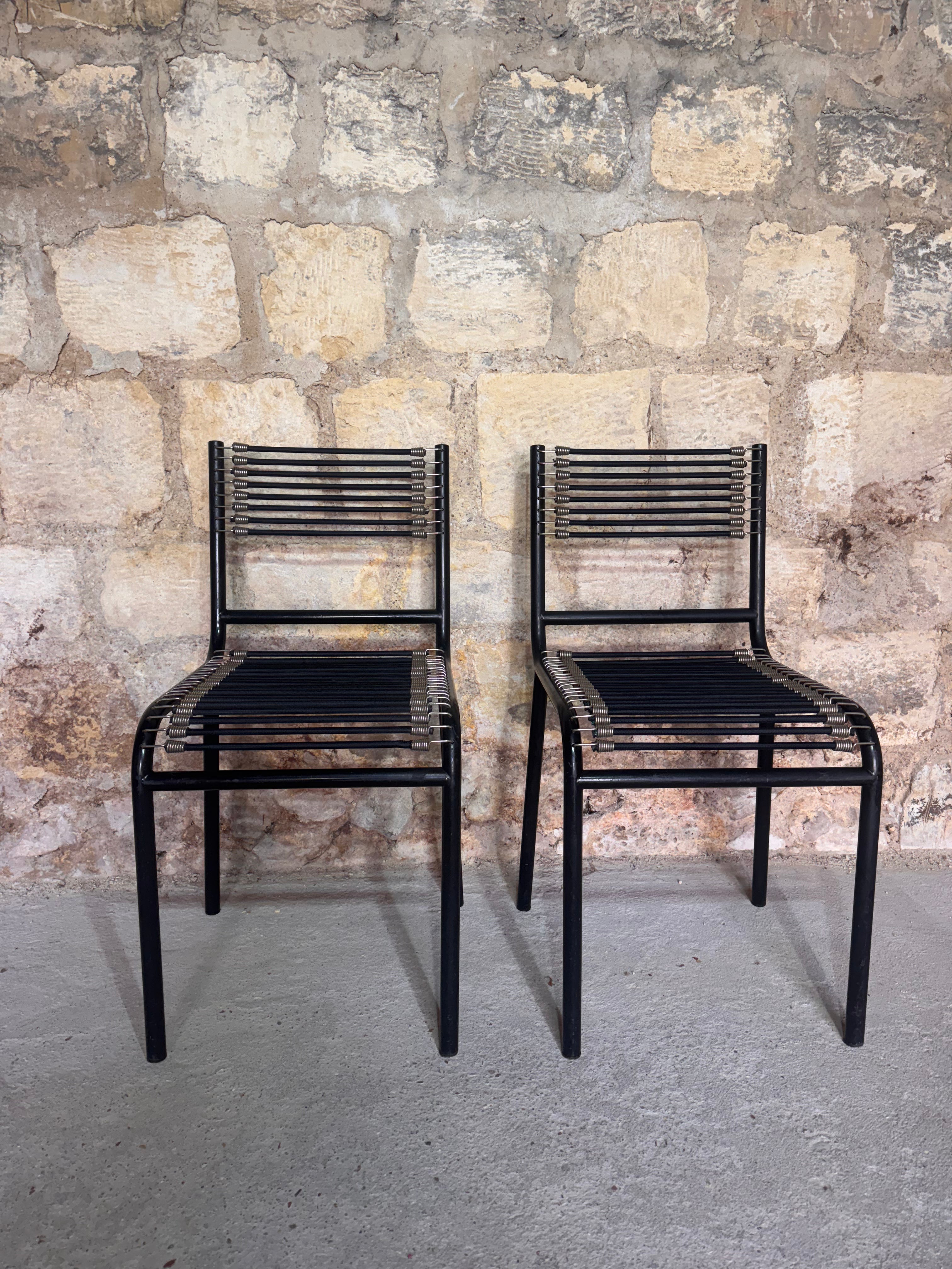 Paire de chaises Sandow noires par René Herbst
